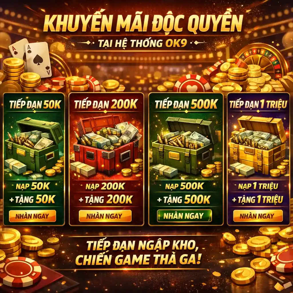 Giao diện danh mục Khuyến mãi độc quyền tại hệ thống OK9 