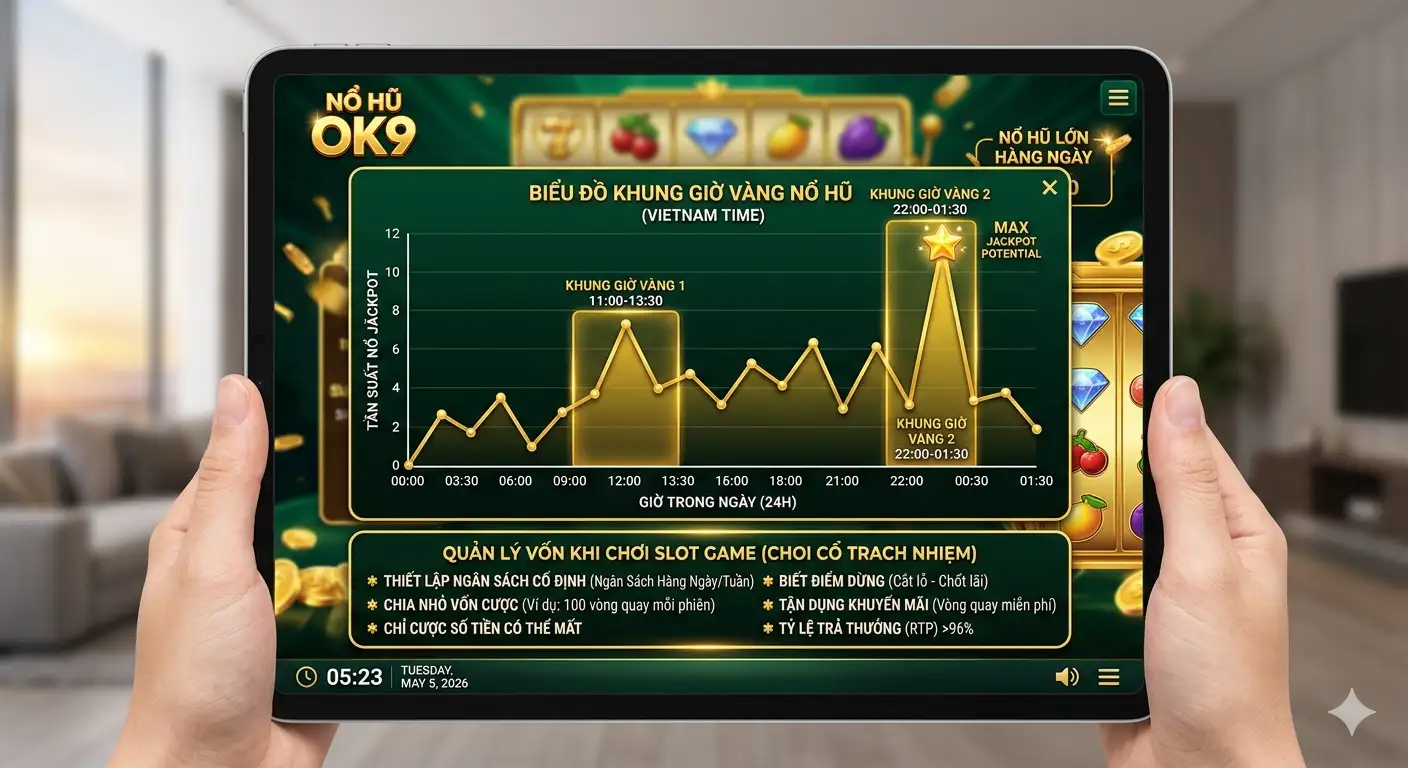 Biểu đồ khung giờ vàng dễ nổ hũ và cách quản lý vốn khi chơi Slot Game