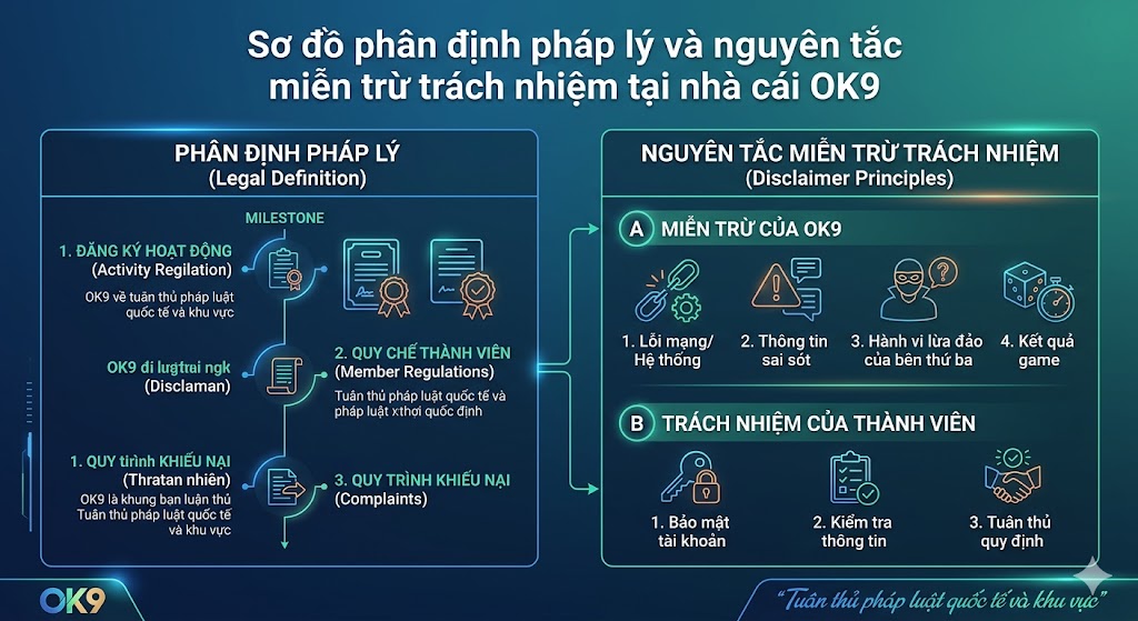 Sơ đồ phân định pháp lý và nguyên tắc miễn trừ trách nhiệm tại nhà cái OK9